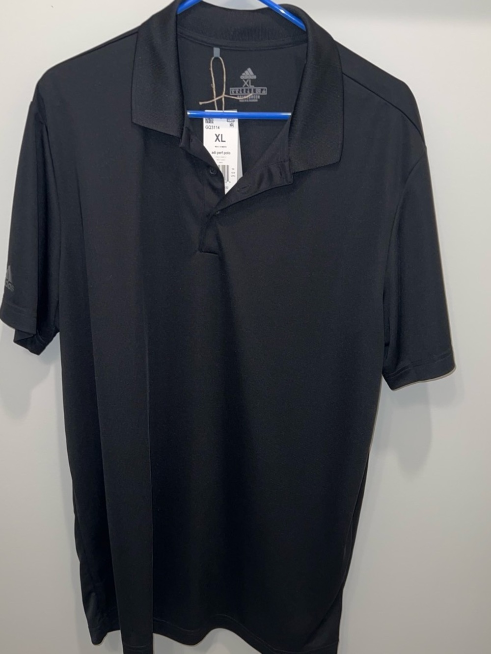 NWT Adidas Golf Polo Shirt XL Black Performance Short Sleeve Athletic Golf Top